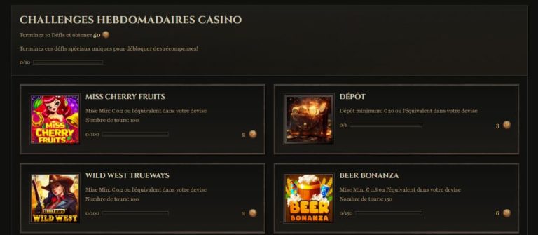 Kyngs Casino défis
