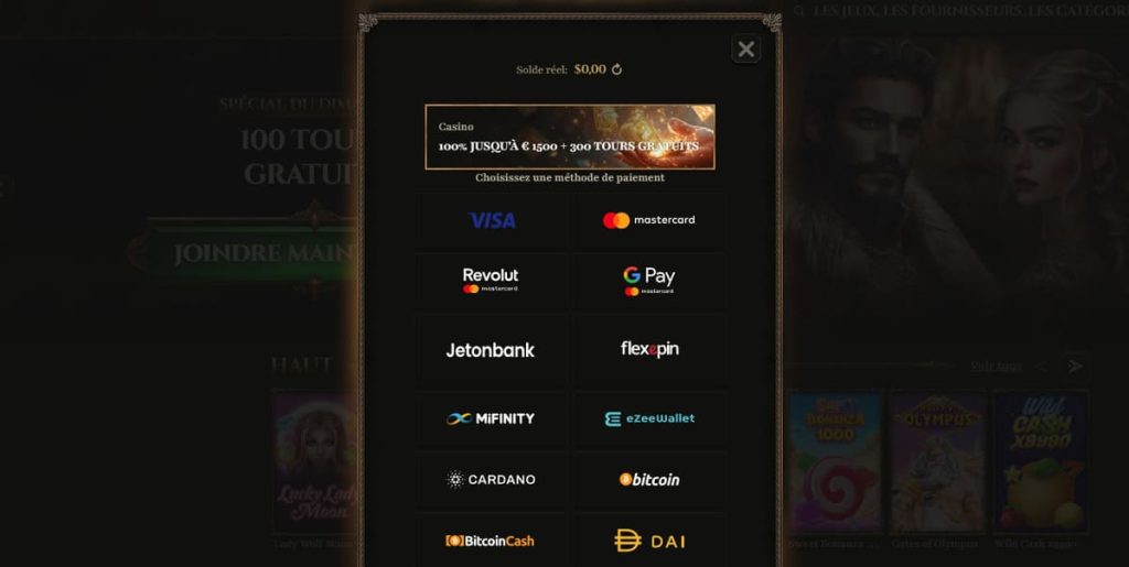 Kyngs Casino moyens paiement